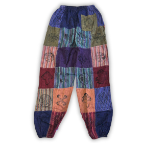 Nomad Sari - Paddestoelbroeken - Blockprint Designs - Paarse Tinten (105x127cm) S/M