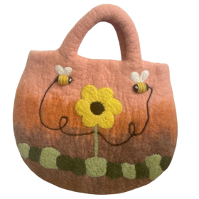 Zonnebloem & Bijen Vilt Tas - 35x27cm