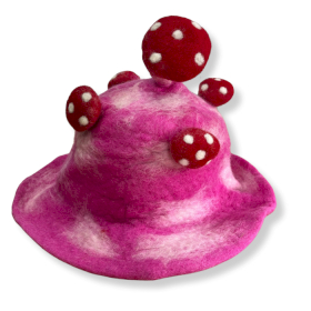 Felted Paddenstoelenhoed - Schokkend Roze