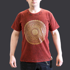 Kleine Steen Gewassen T-shirt - Mandala - Kastanjebruin