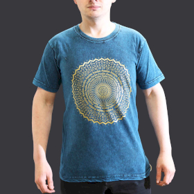 Kleine Steen Gewassen T-shirt - Mandala - Blauw