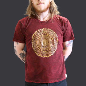 Grote Steen Gewassen T-shirt - Mandala - Kastanjebruin