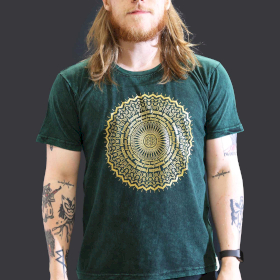 Grote Steen Gewassen T-shirt - Mandala - Groen