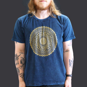Grote Steen Gewassen T-shirt - Mandala - Blauw