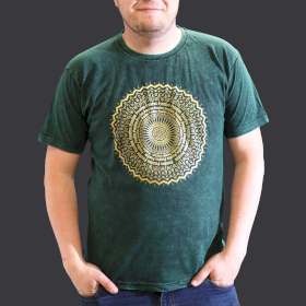 Extra Grote Steen Gewassen T-shirt - Mandala - Groen