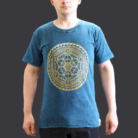 Kleine Steen Gewassen T-shirt - Chakra - Blauw