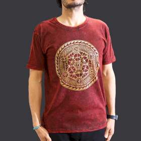 Middelgrote Steen Gewassen T-shirt - Chakra - Kastanjebruin