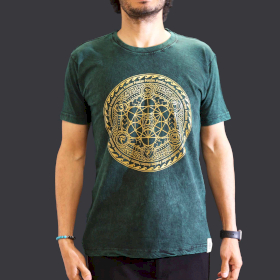 Middelgrote Steen Gewassen T-shirt - Chakra - Groen