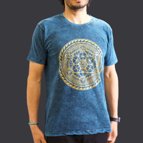 Middelgrote Steen Gewassen T-shirt - Chakra - Blauw