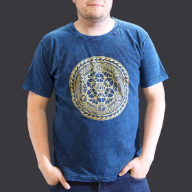 Extra Grote Steen Gewassen T-shirt - Chakra - Blauw