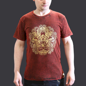 Kleine Steen Gewassen T-shirt - Hamsa - Kastanjebruin