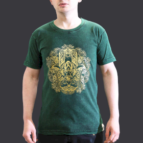 Kleine Steen Gewassen T-shirt - Hamsa - Groen