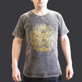 Kleine Steen Gewassen T-shirt - Hamsa - Donkergrijs