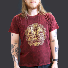 Grote Steen Gewassen T-shirt - Hamsa - Kastanjebruin
