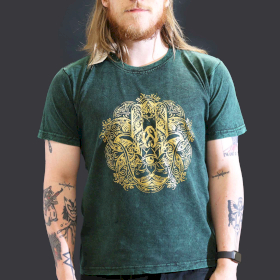 Grote Steen Gewassen T-shirt - Hamsa - Groen