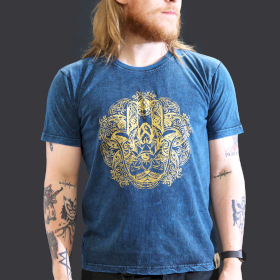 Grote Steen Gewassen T-shirt - Hamsa - Blauw