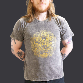 Grote Steen Gewassen T-shirt - Hamsa - Donkergrijs