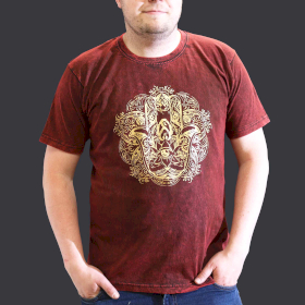 Extra Grote Steen Gewassen T-shirt - Hamsa - Kastanjebruin