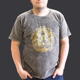 Extra Grote Steen Gewassen T-shirt - Hamsa - Donkergrijs