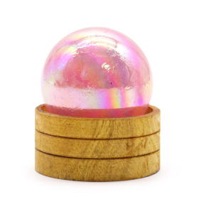 Edelsteen Kristallen Bol 50mm - Rozenkwarts Titanium Aura met Standaard