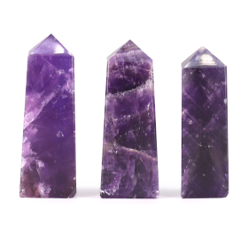3x Edelsteen Obelisk Punt ca. 5 cm – Afrikaanse Amethist