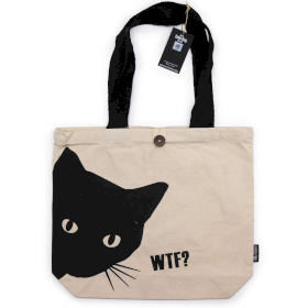 Iconische Classic Draagtas - Zwarte Kat - Naturel 10oz (36x43x10cm)