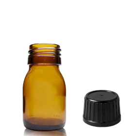 110x 30ml Amber Glazen Medicijnfles met Tamper Evident Dop