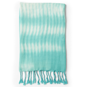 4x Boho Java Art Sjaal – Teal Strepen & Motief – 62x200cm