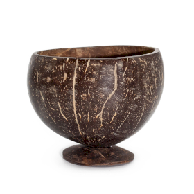 5x Sm Natural Coconut Bowl - gepolijst - voor ambachtelijk gebruik - 9x10cm op standaard