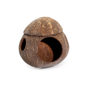 4x Natuurlijk kokosnoot vogelhuisje - met haak - 13 cm