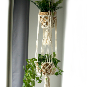 Macramé Plantpot Houder - Dubbel