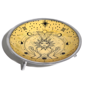 Driedelige Enamel Offerschotel – Handen & Zon