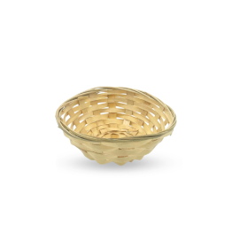10x Round Bamboo Bread Baskets - 15x5cm