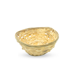 10x Round Bamboo Bread Baskets - 17x6cm