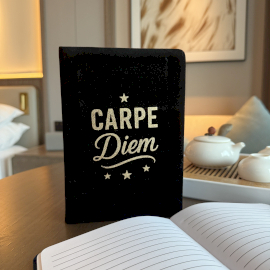 Fluwelen Notitieboek 80blz – Carpe Diem Zwart