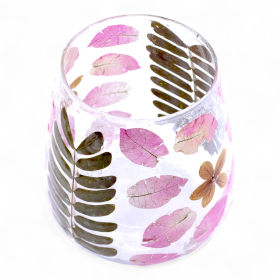 4x Natuurlijk Floraal Glas – Vaas Kaarshouder – Primavera (12x11 cm)