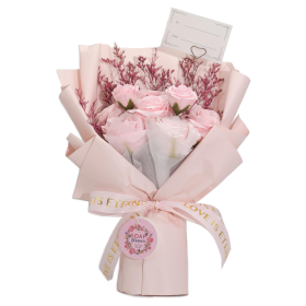 Groot Boeket Roze Rozen – Liefde is Eeuwig – Cadeaukaart