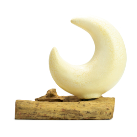 DriftGlow Lamp met Crackle Halvemaan Kap – Grijs