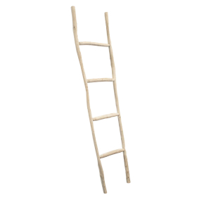 Grote Kemu Houten Ladder – 1,5 M – Witgekalkt – Japanse Stijl
