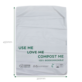 100x 100% Biologisch Afbreekbare Verzendzak (320 × 450 mm)