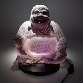 Lachende Boeddha Lamp Lavender Crackle - Ronde Standaard