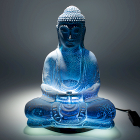 Meditatie Boeddha Lamp Sky Blue - Ovale Standaard