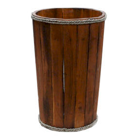 Handgemaakte Houten Display Ton - Groot - 45x32cm - Bruin