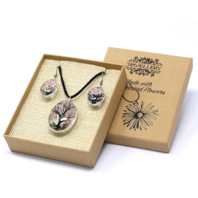 Sieraden met Geperste Bloemen - Levensboom Set - Roze