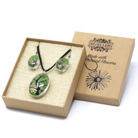 Sieraden met Geperste Bloemen - Levensboom Set - Groen