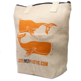 4x Jute Tas - Two Whales - (4x Mixed Ontwerp