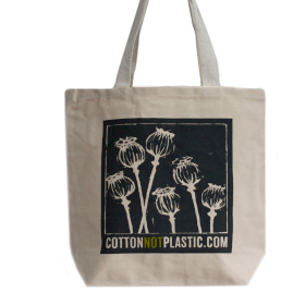 4x Katoenen Tas - Papaver Knop - (4 mixed Ontwerp)