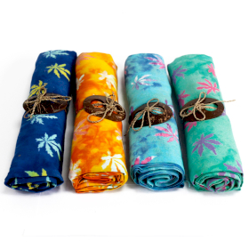 4x Bali Blokprint Sarong - Tropische Bladeren - (4 verschillende kleuren)