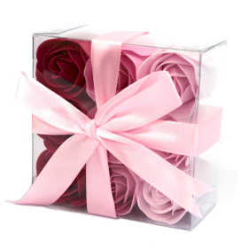 3x Set van 9 Zeep Rozen in Luxe Verpakking - Roze Roos