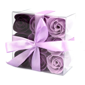 3x Set van 9 Zeep Rozen in Luxe Verpakking - Lavendel Rozen